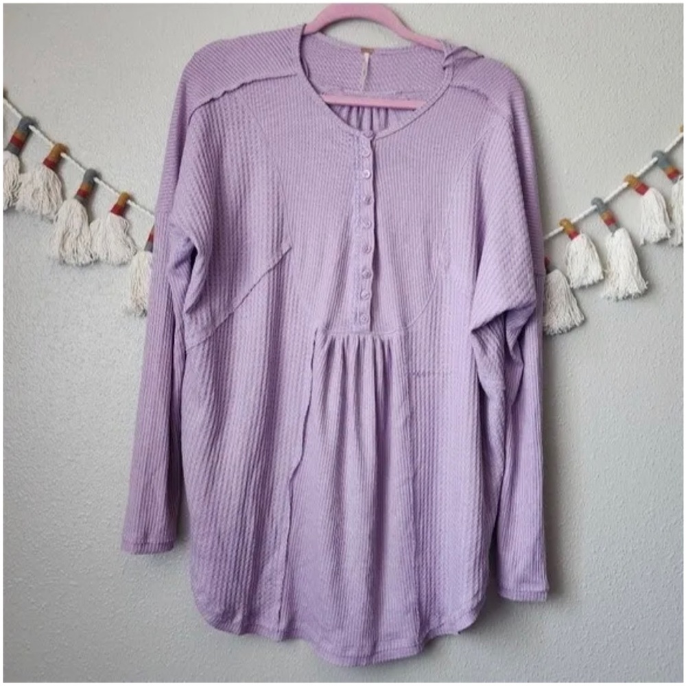 Free People Long Sleeve Button Front Henley